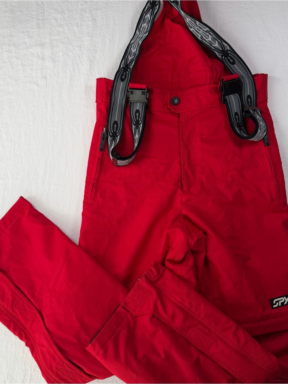 Spyder Mens M Red Ski Bibs Thinsulate Snow Pants Overalls Suspenders Spider Logo